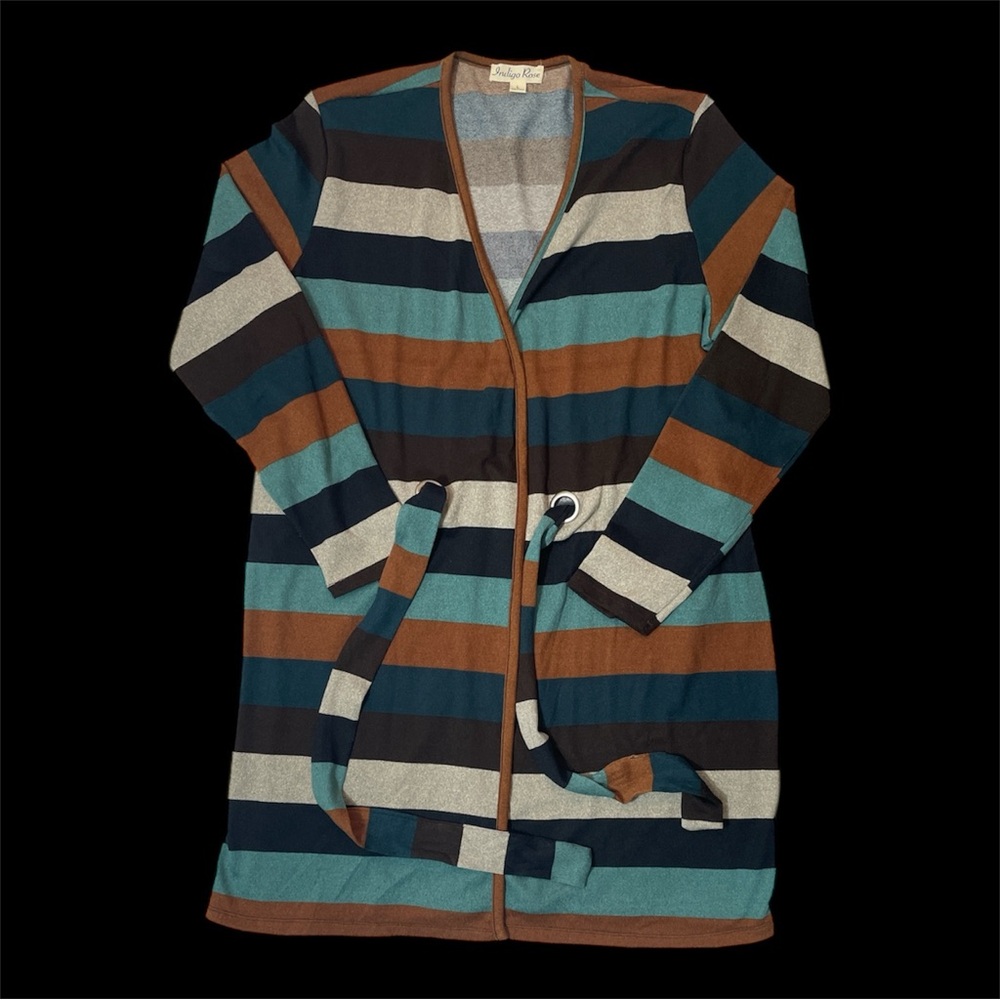 Stylish Striped Open Cardigan by Indigo Rose